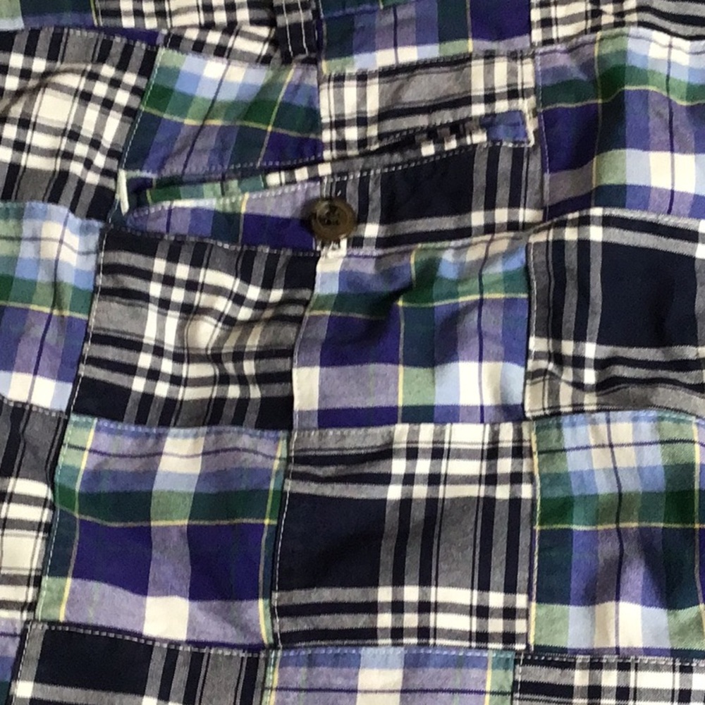 Brooks Brothers Madras -Blue, Green & White Plaid Flat Front Shorts size 42 - Picture 6 of 10